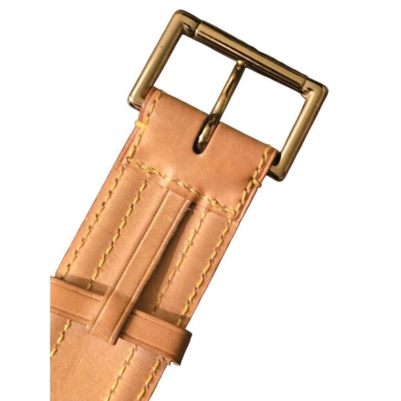 LOUIS VUITTON Vachetta Monogram Leather Belt Tan Size US Waist 25-28\